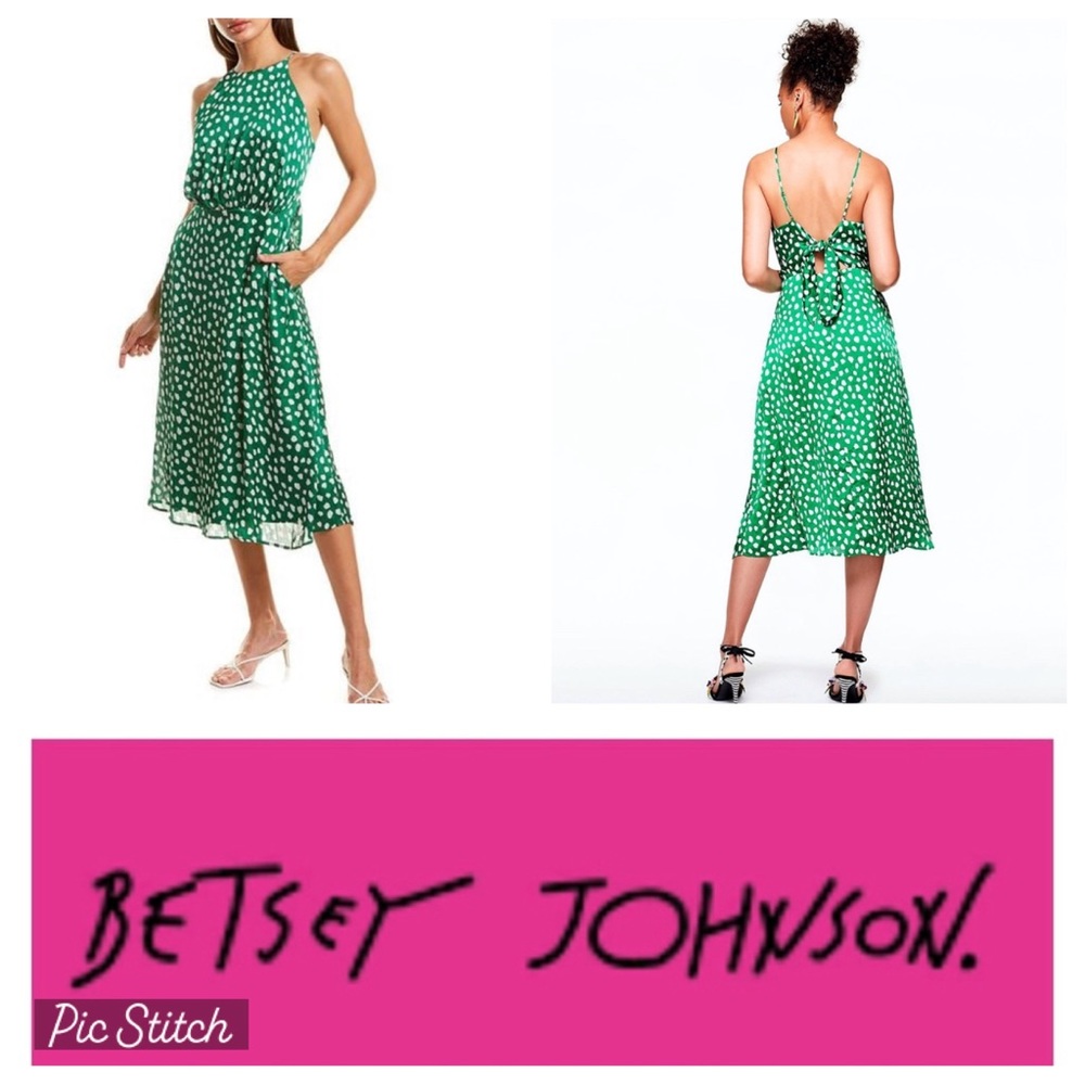 Betsey Johnson All The Dots Green Polka Dot Tie Back Dress